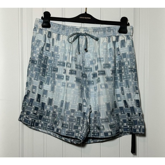 NWT Amiri Logo Print Silk Shorts - Picture 1 of 11